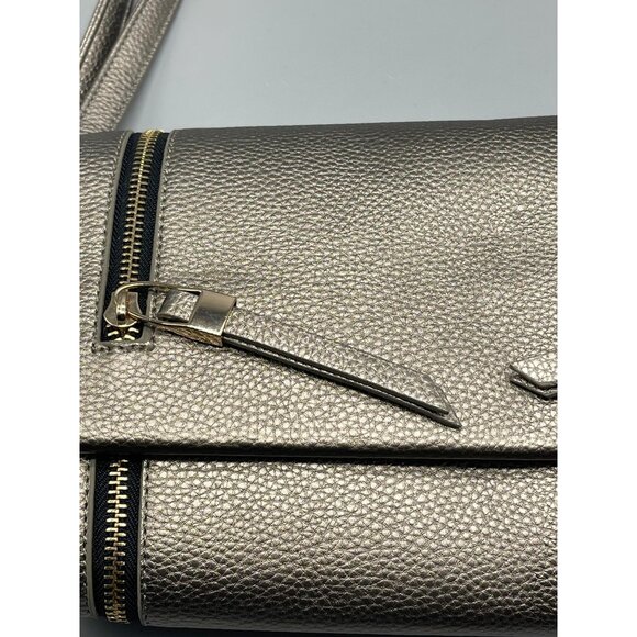 Dream Control clutch handbag purse gold snap front adjustable strap 2 zip READ - Picture 4 of 13